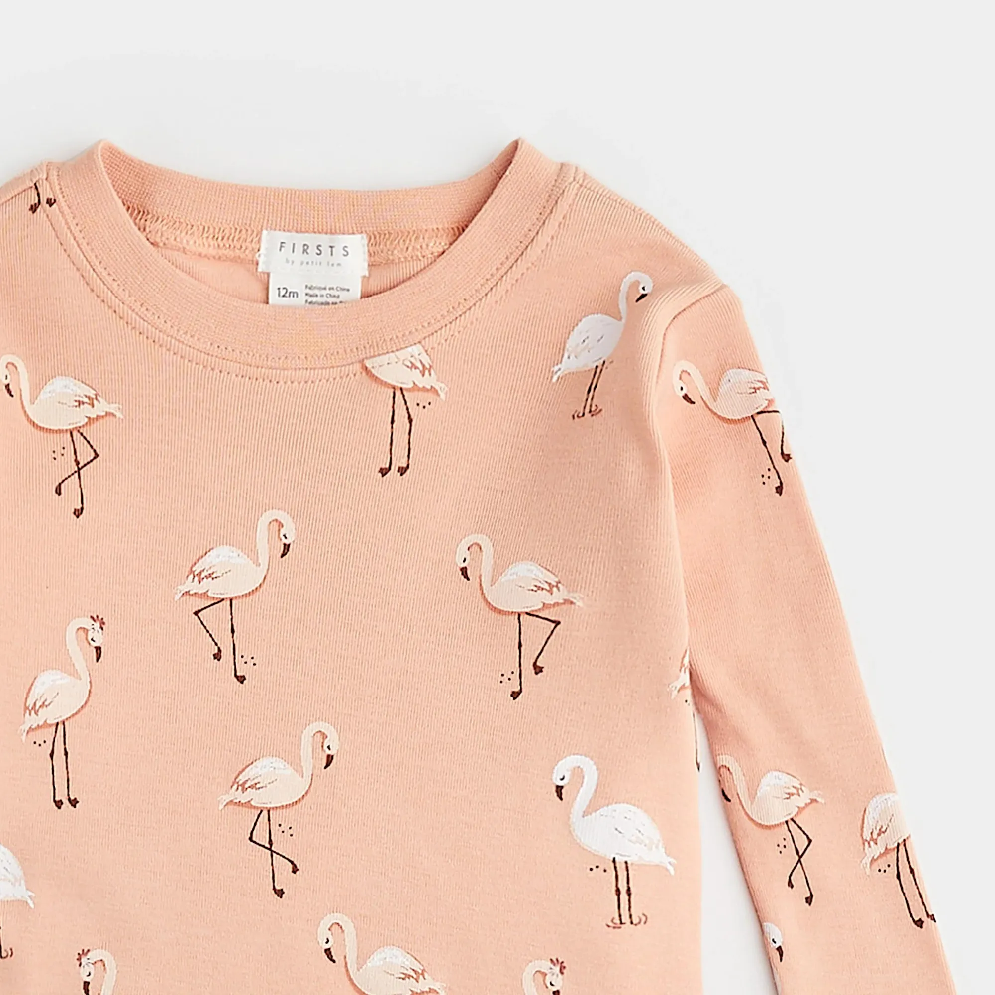 FIRSTS Flamingo Druck auf Papaya Baby-Pyjama-Set