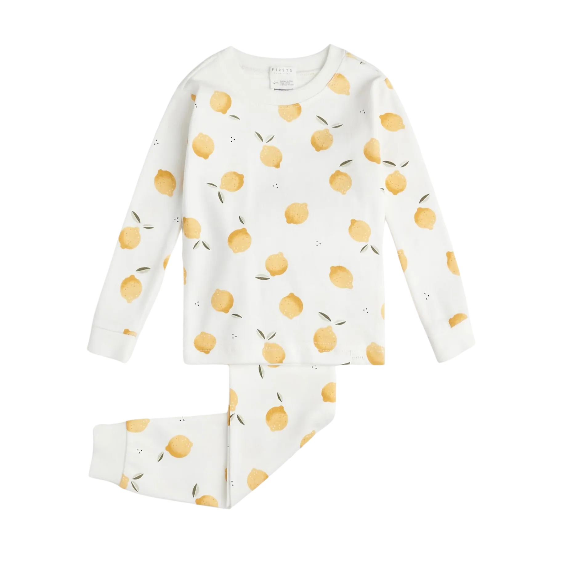 FIRSTS Zitronen-Print auf Off-White Baby-Pyjama-Set