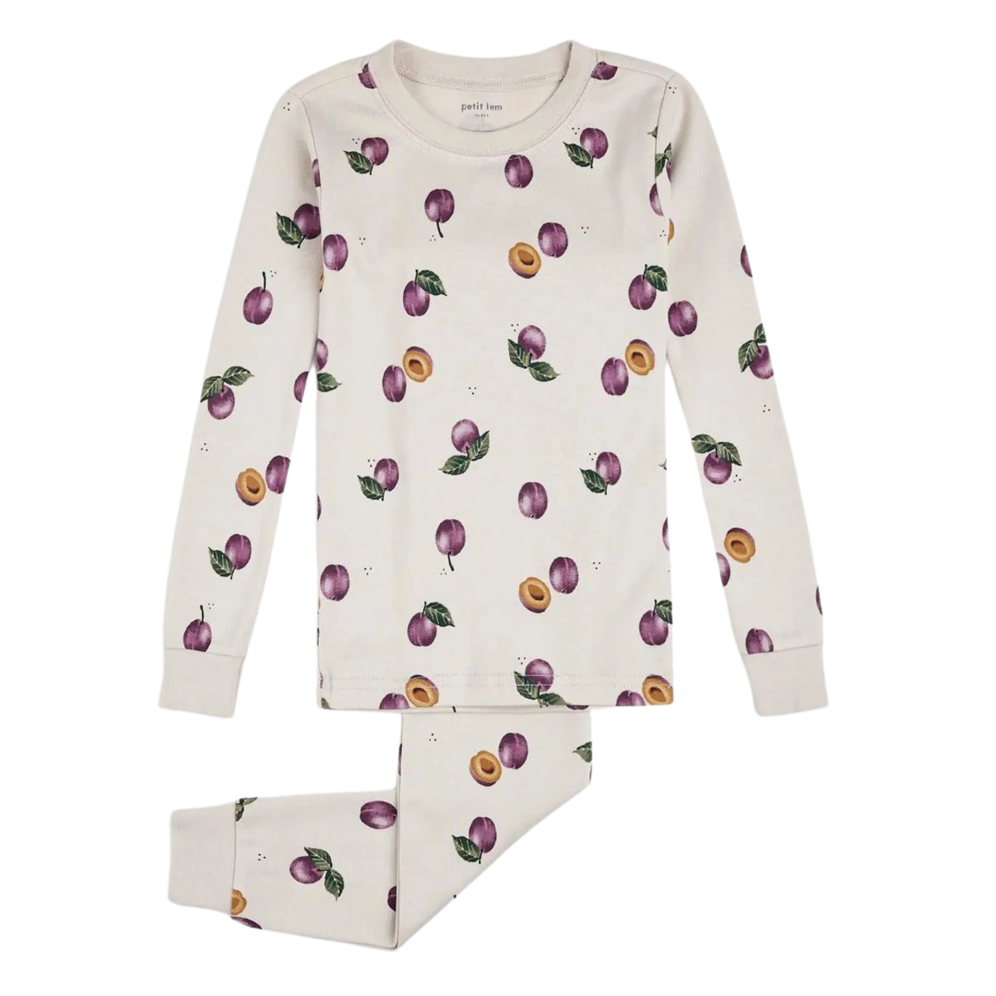 FIRSTS Pflaumenprint auf Creme-Pyjama-Set