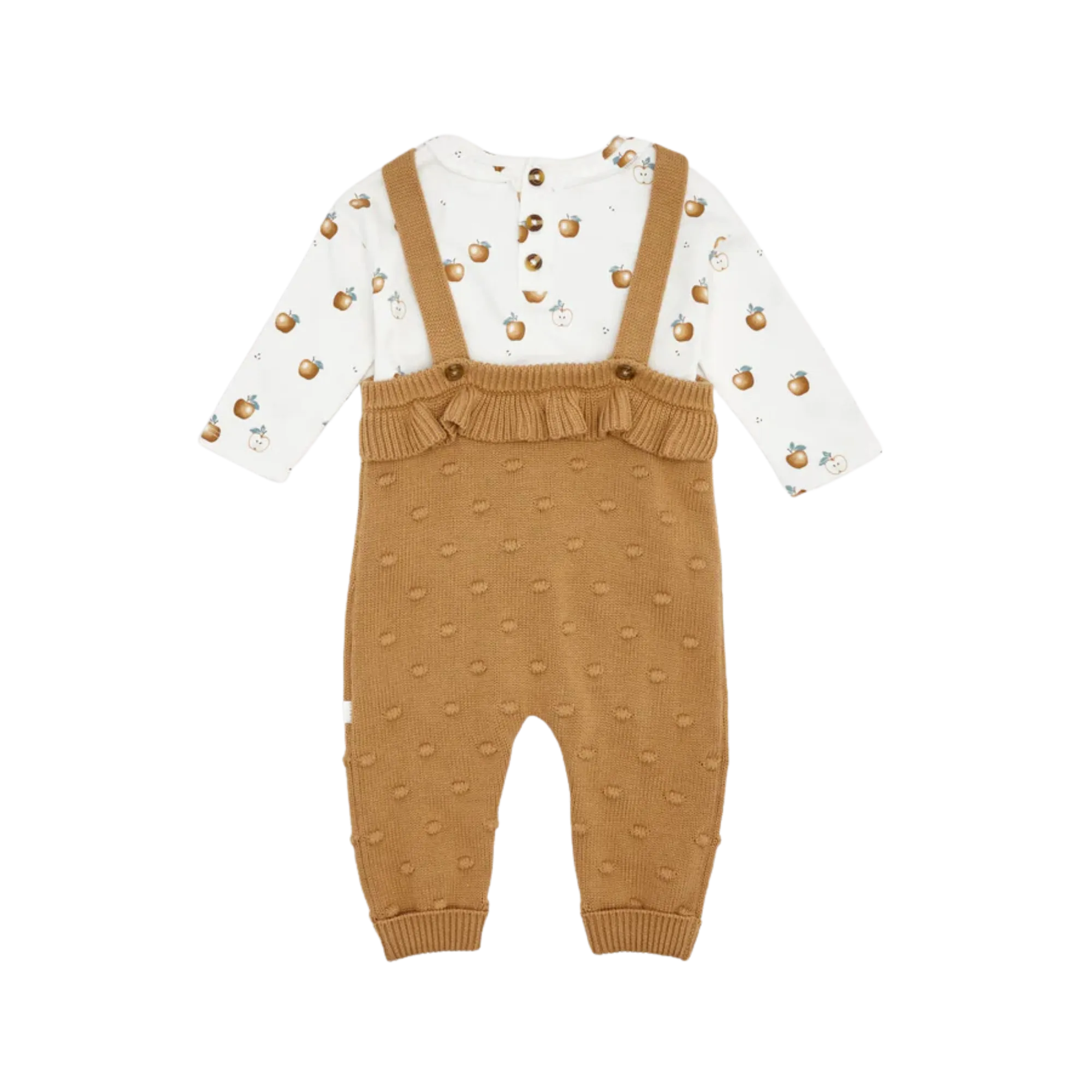 FIRSTS Braun-beiger Strick-Overall-Set aus Sweaterstoff