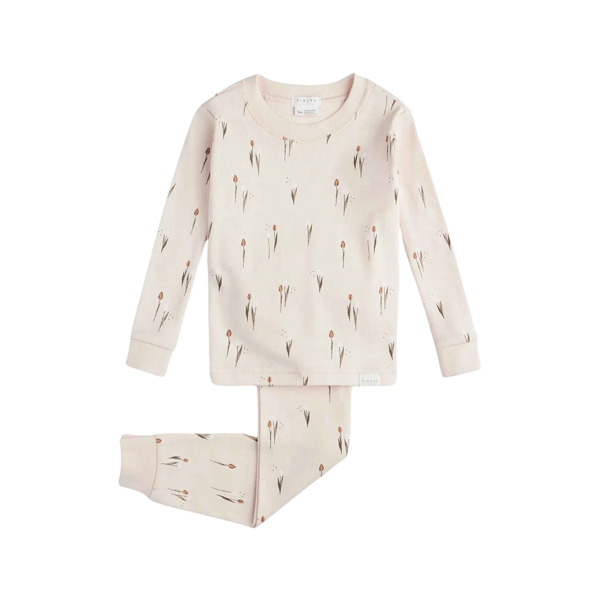 FIRSTS Tulip Print auf Creme Baby-Pyjama-Set