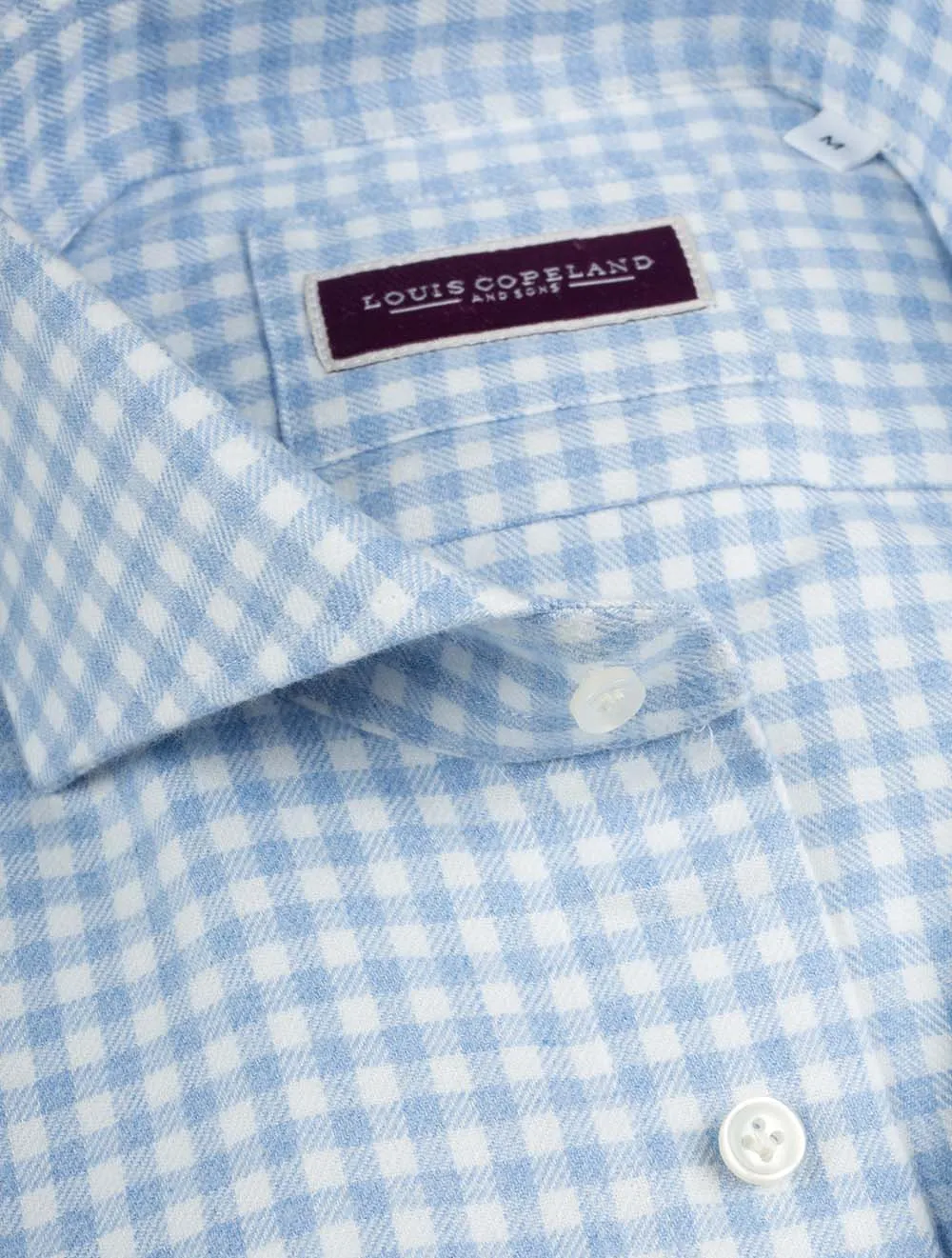 Flannel Gingham Schlanke Passform Blau