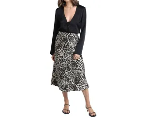 Florence Leopard Print Midi Skirt In Snow Leopard