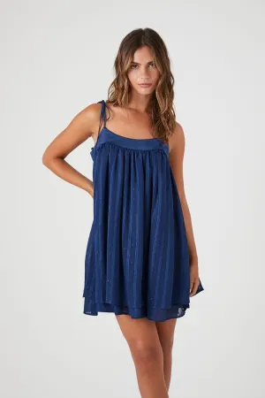 Forever 21 Women's Chiffon Tie-Strap Shift Mini Dress Navy Forever 21