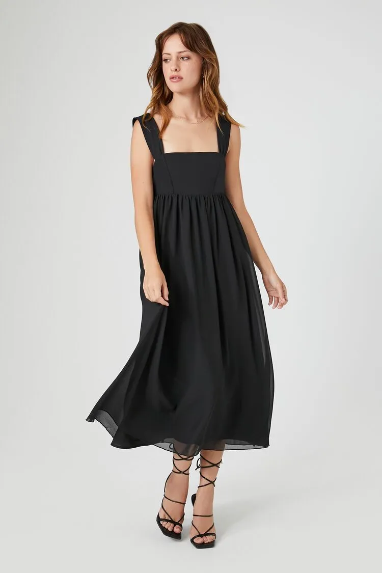 Forever 21 Damen Figurbetontes & Ausgestellt Midi-Kleid Schwarz Forever 21