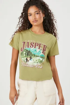 Forever 21 Women's Jasper National Park Graphic T-Shirt Green/Multi Forever 21