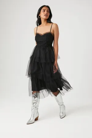 Forever 21 Women's Mesh Sweetheart Midi Dress Black Forever 21