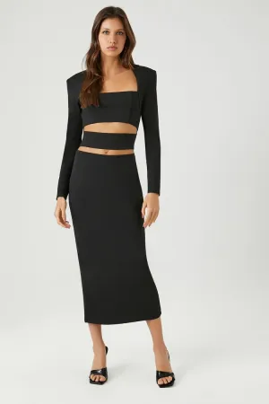 Forever 21 Women's Ponte Knit Cutout Midi Winter Dress Black Forever 21