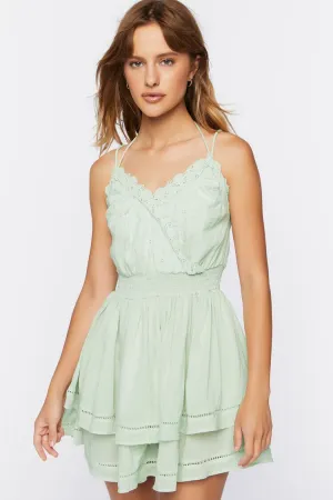 Forever 21 Women's Surplice Tiered Mini Dress Mint Forever 21