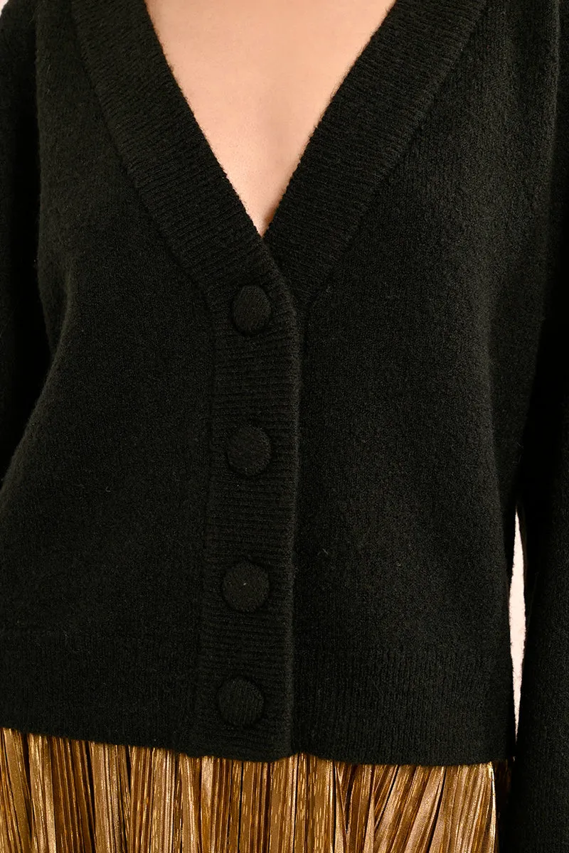 Vier-Knopf-Cardigan in Schwarz