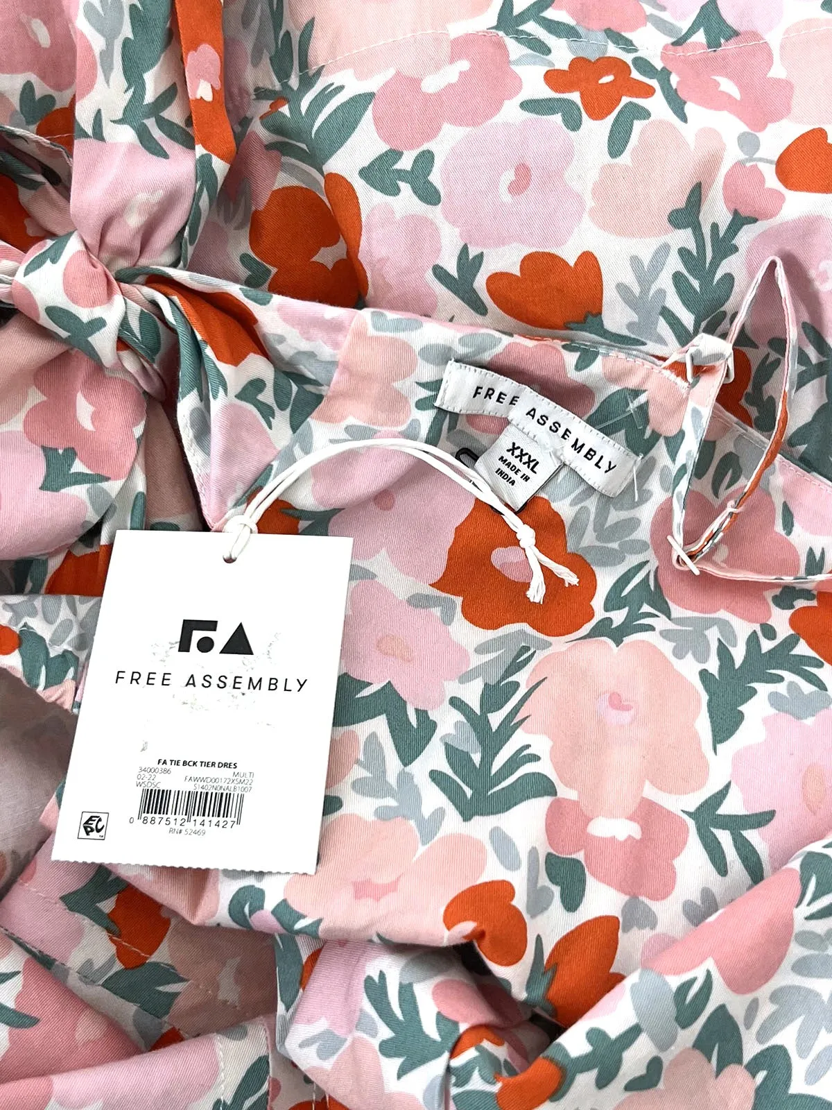 Kostenlose Zusammenbaugröße XXXL (24) Rosa & Orange Blumenkleid NWT