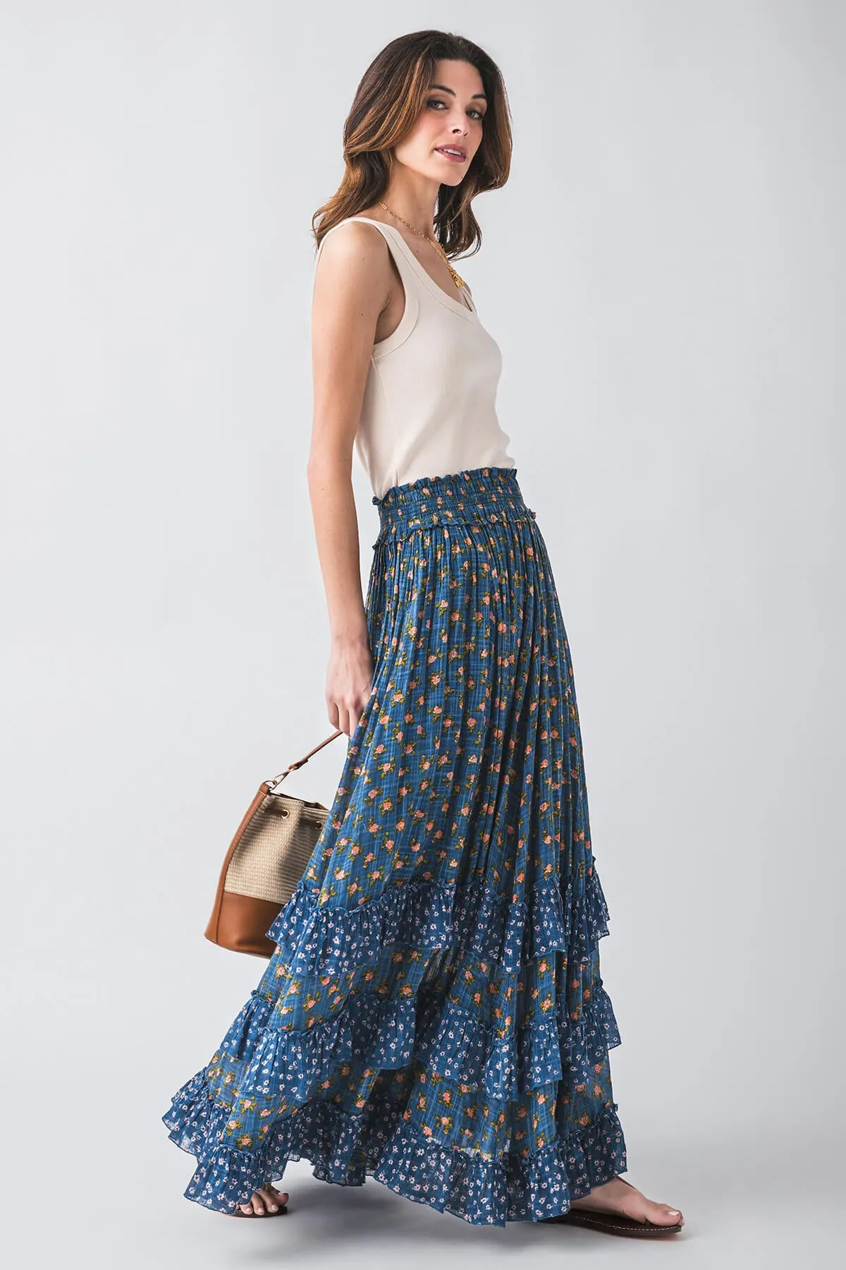 Free People Brynn Bedruckter Maxirock
