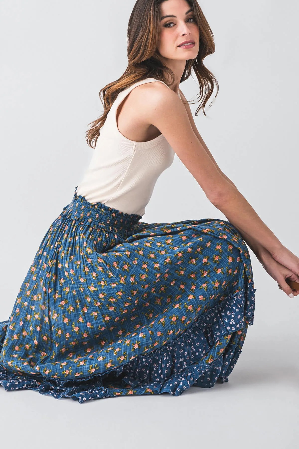 Free People Brynn Bedruckter Maxirock