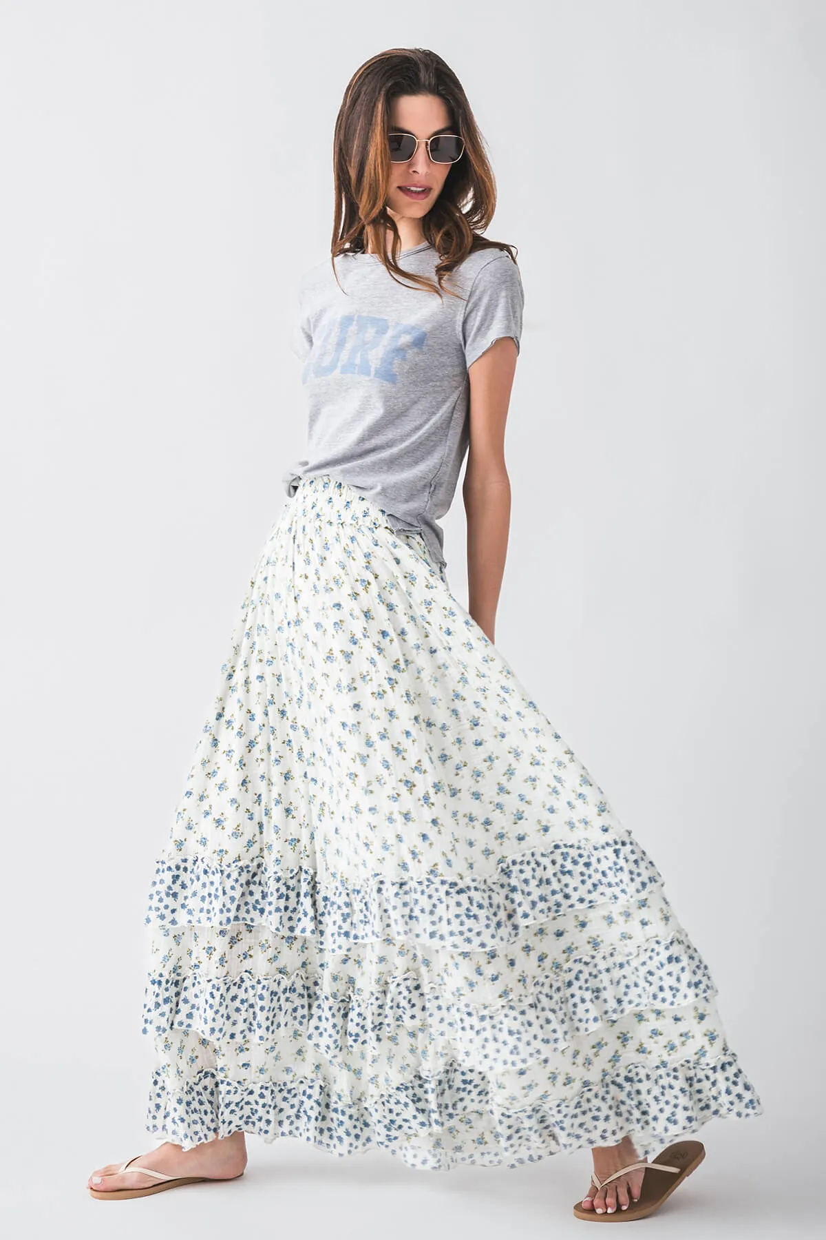 Free People Brynn Bedruckter Maxirock