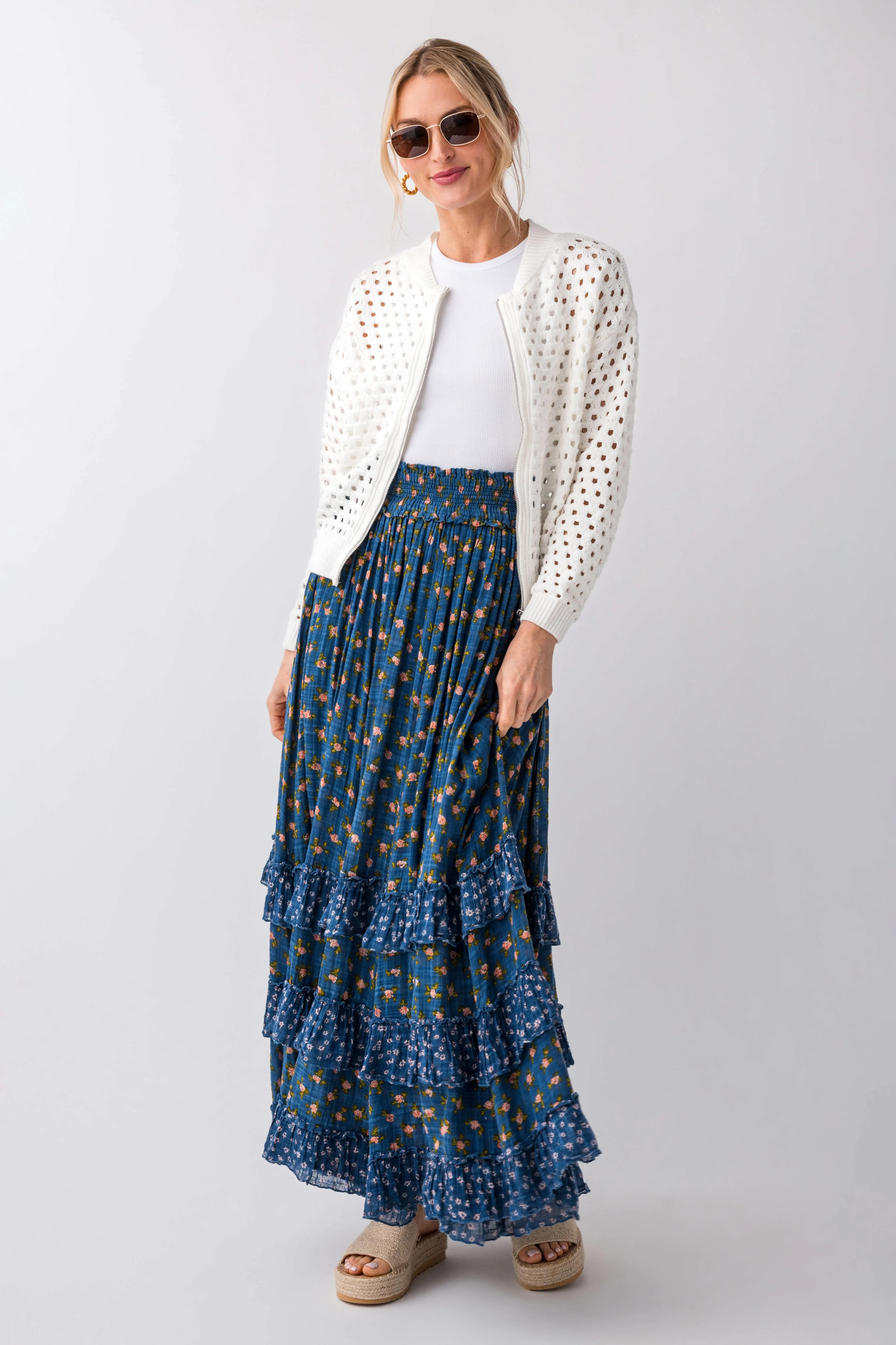 Free People Brynn Bedruckter Maxirock