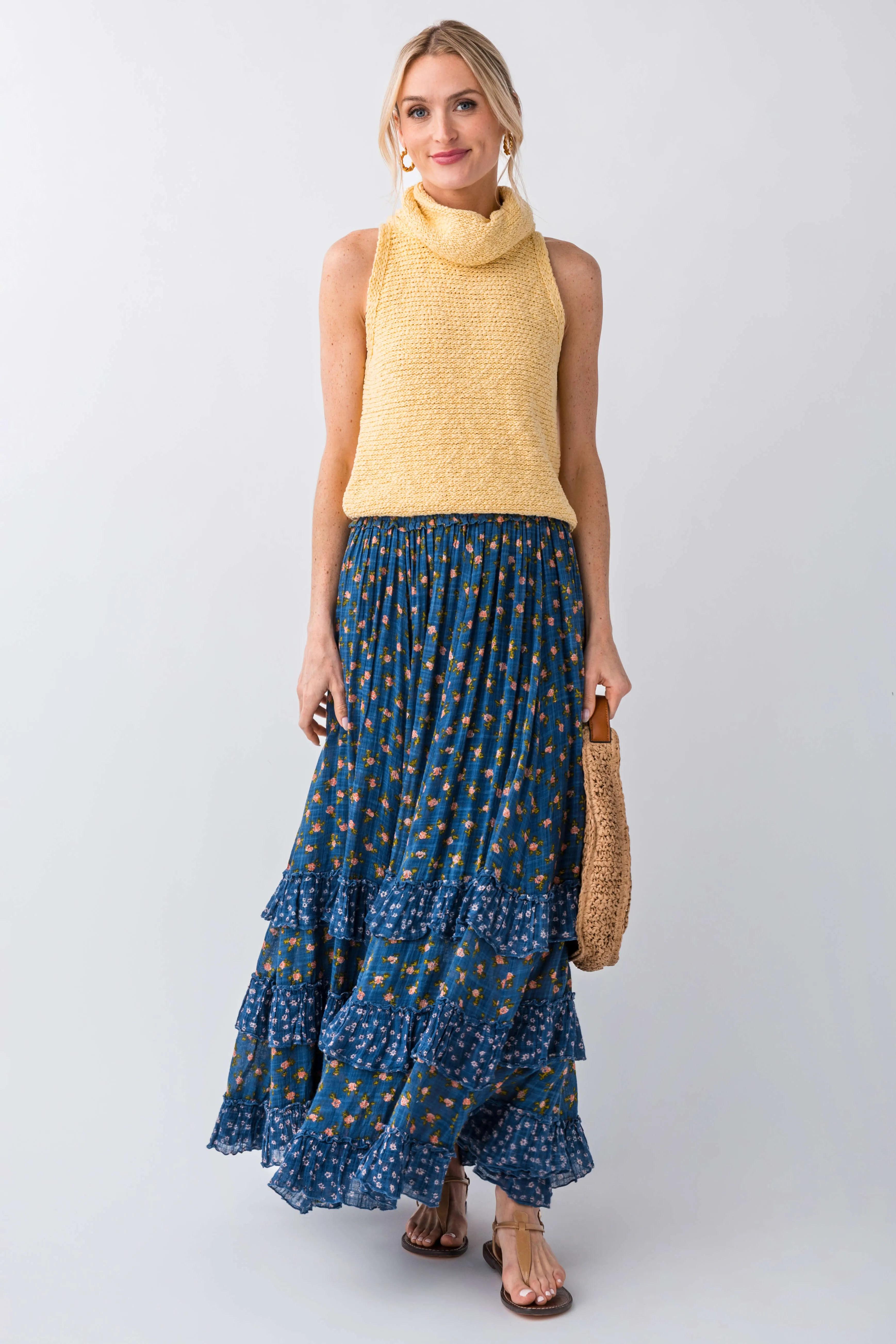 Free People Brynn Bedruckter Maxirock
