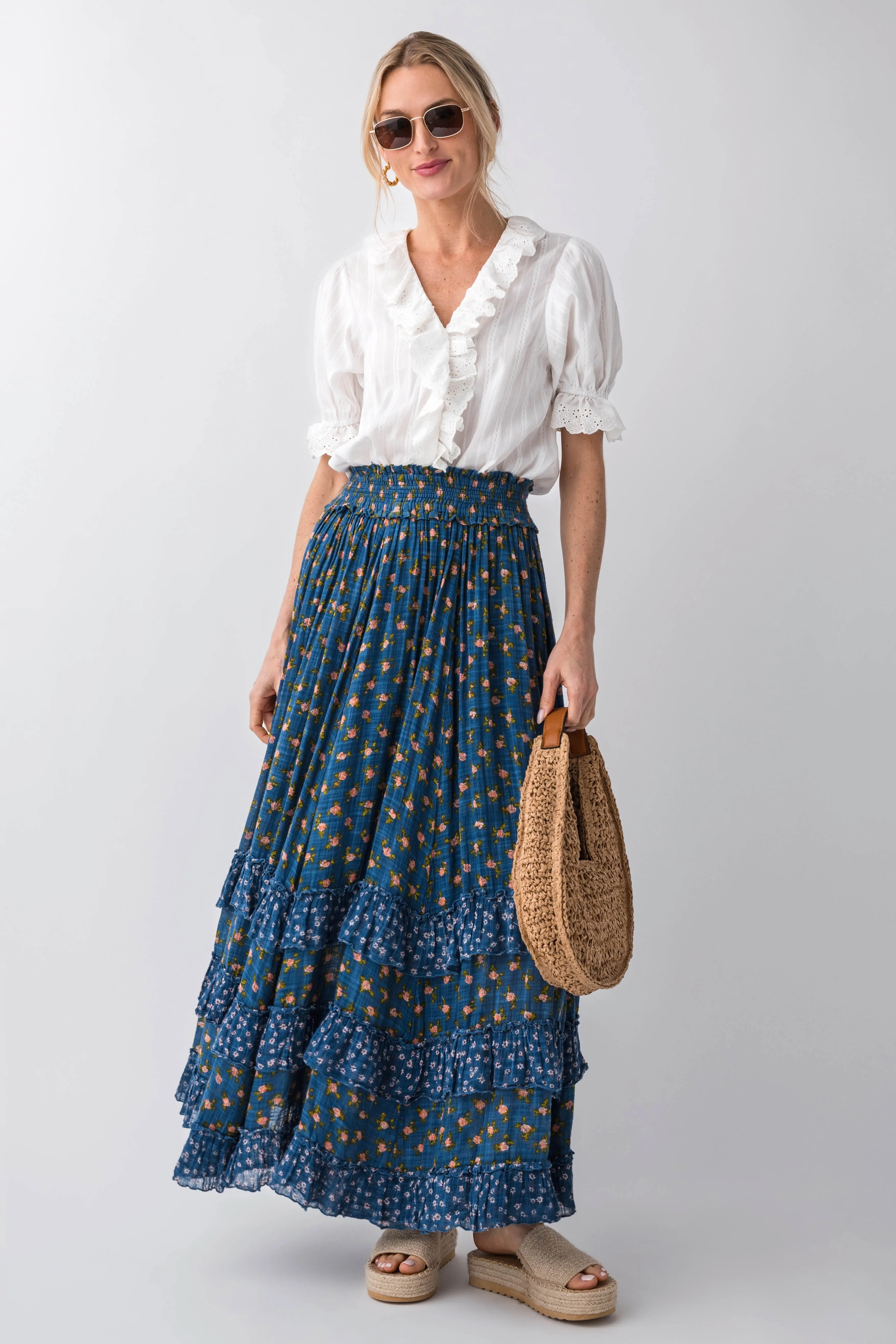 Free People Brynn Bedruckter Maxirock