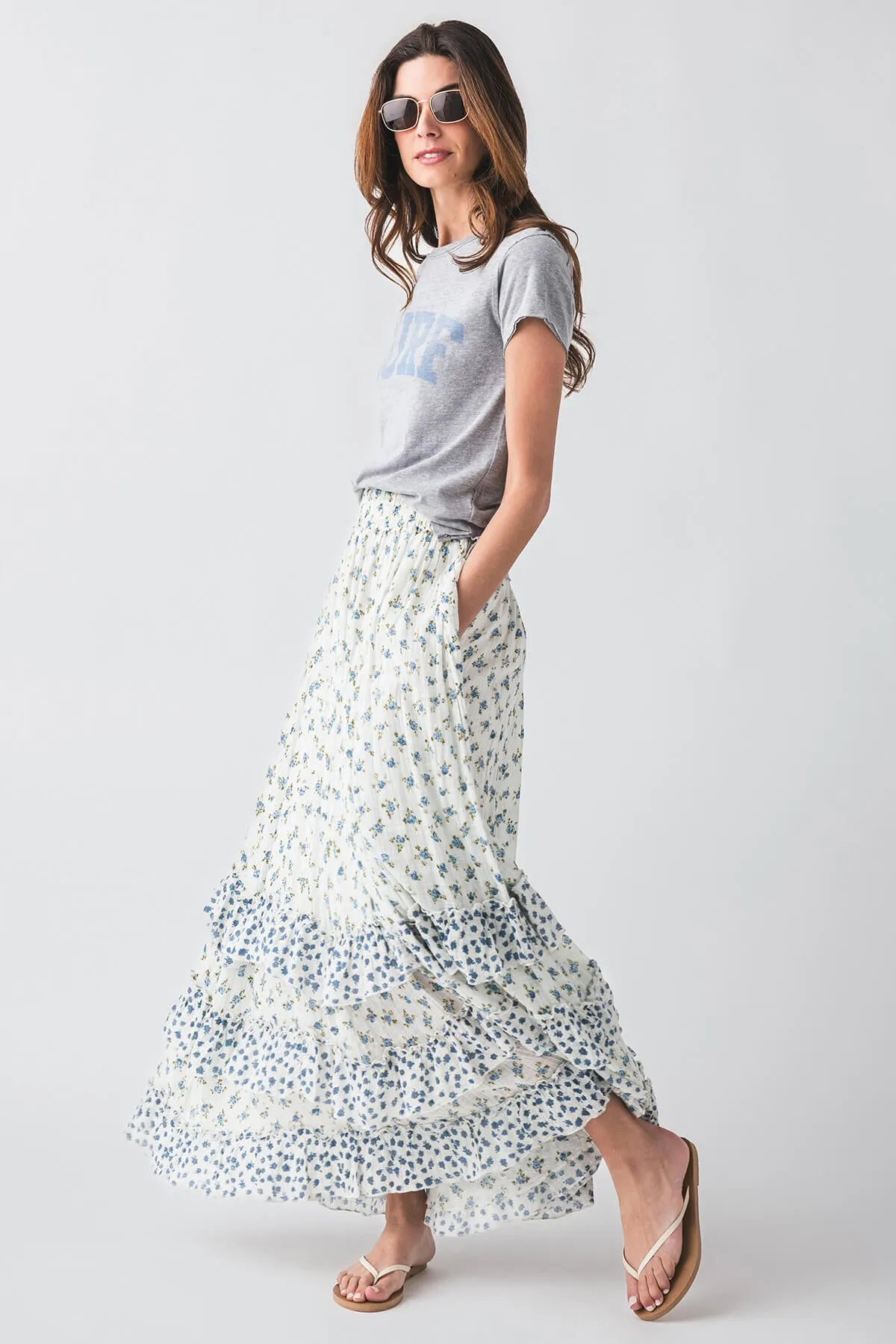 Free People Brynn Bedruckter Maxirock