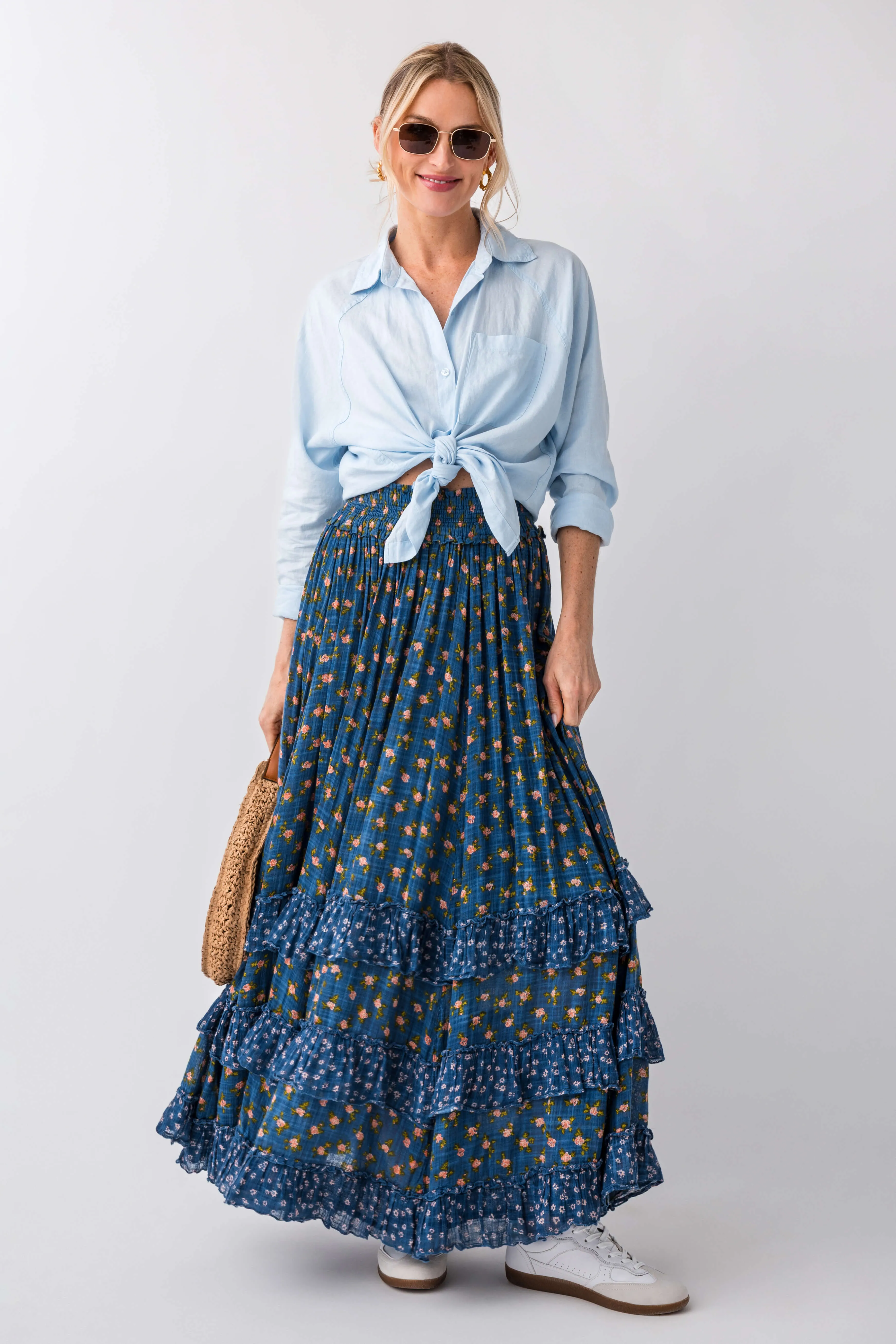 Free People Brynn Bedruckter Maxirock