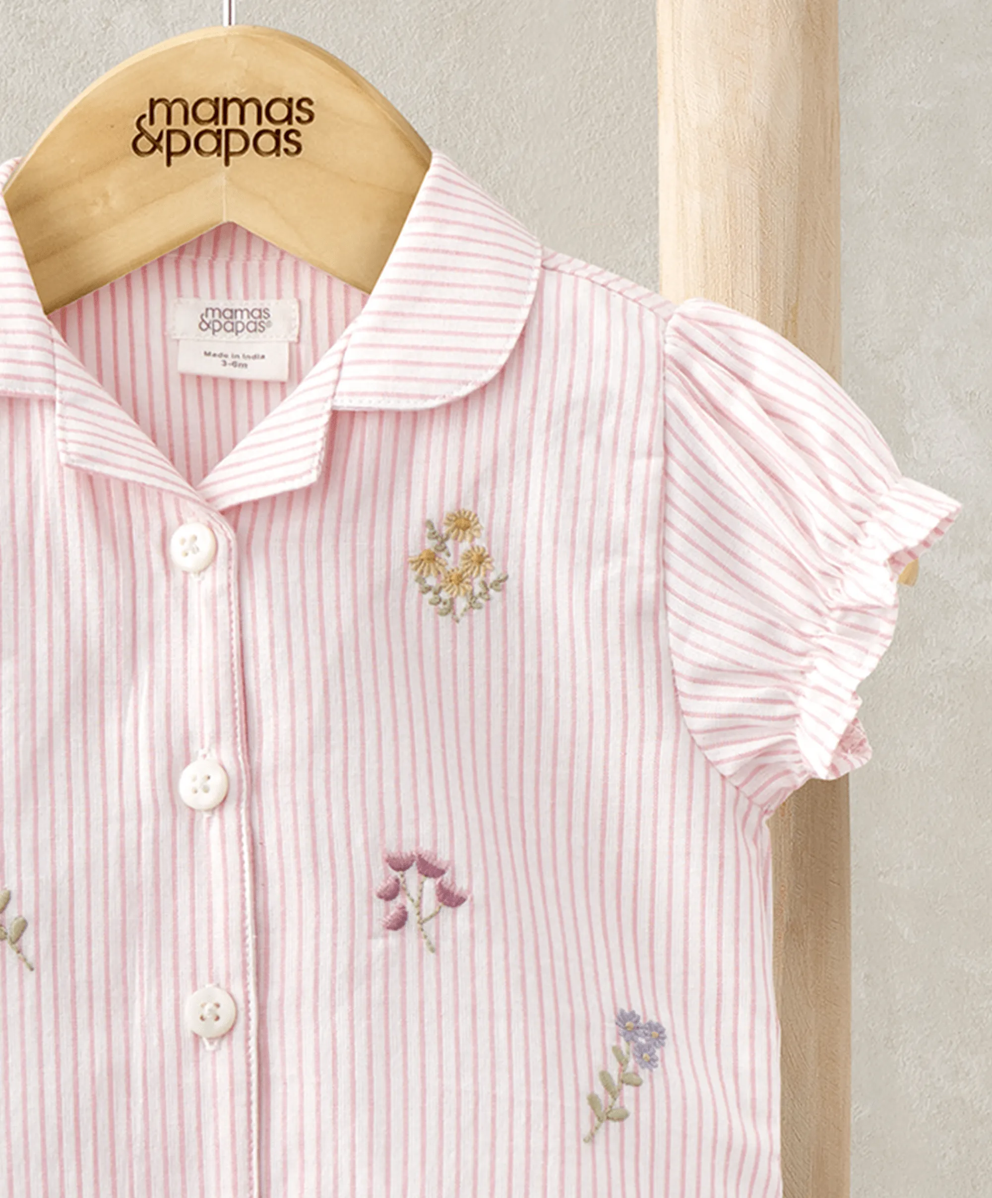 Rüschenmanschetten-Oberteil & Shorts-Set (2-teilig) - Rosa gestreift Babykids Mamas & Papas