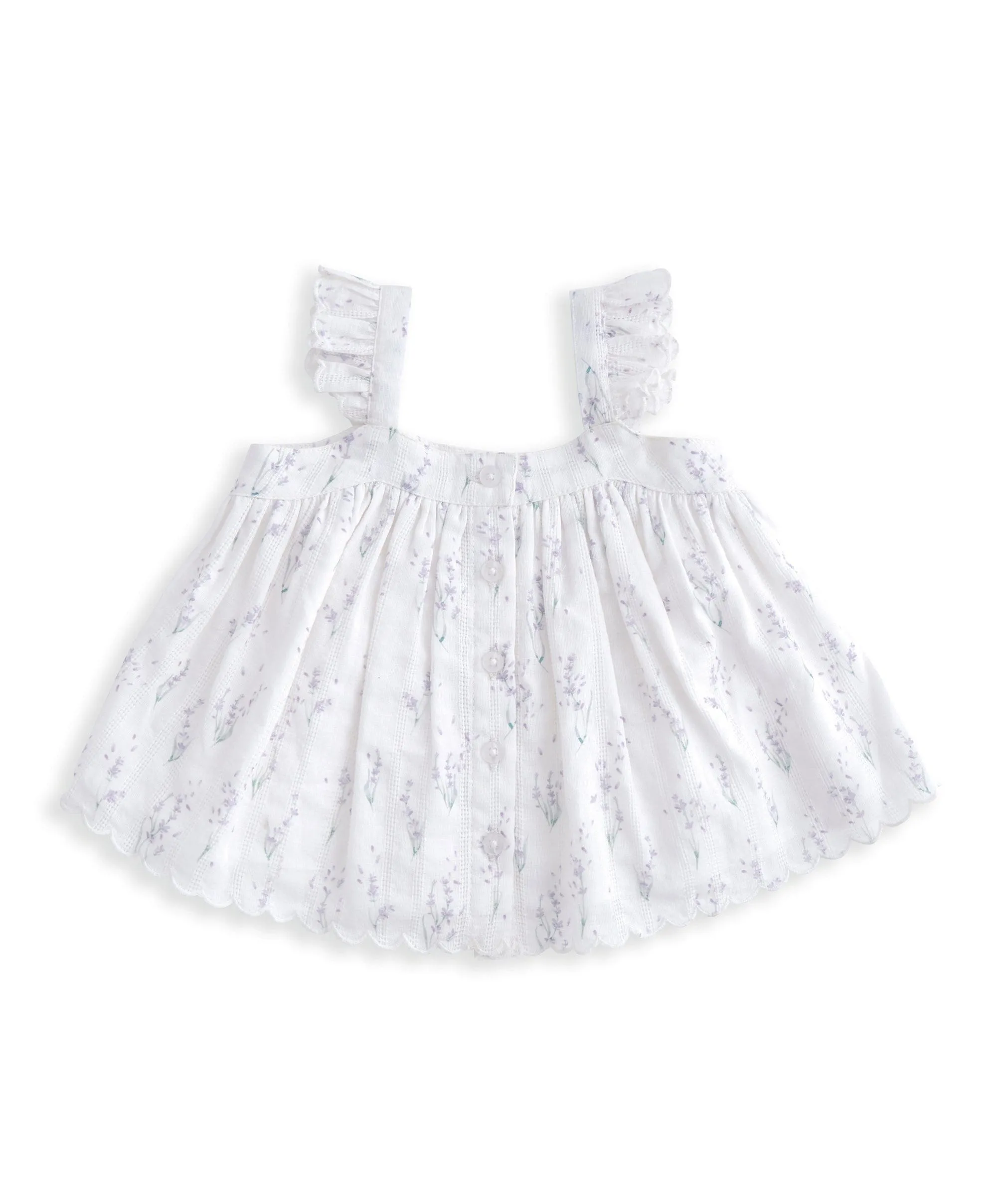 Rüschenärmeliges Top & Shorts-Set (2-teilig) - Lavendeldruck
