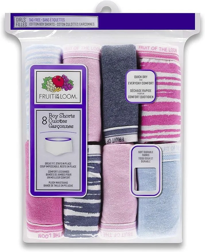 Fruit of the Loom Big Girls Boy Short Slips - 8er Pack Babykids Fruit of the Loom