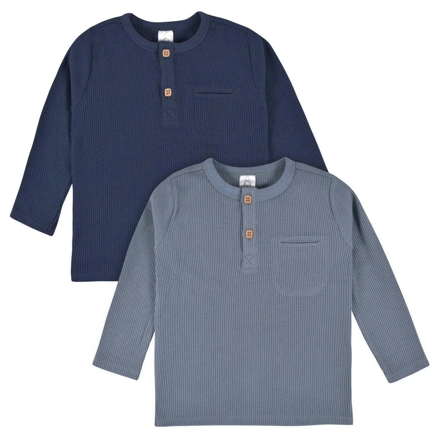 Gerber 2er-Pack Baby Jungen Graue & Blaue Waffelpikee-Henleys (12-24 Monate) Babykids Gerber