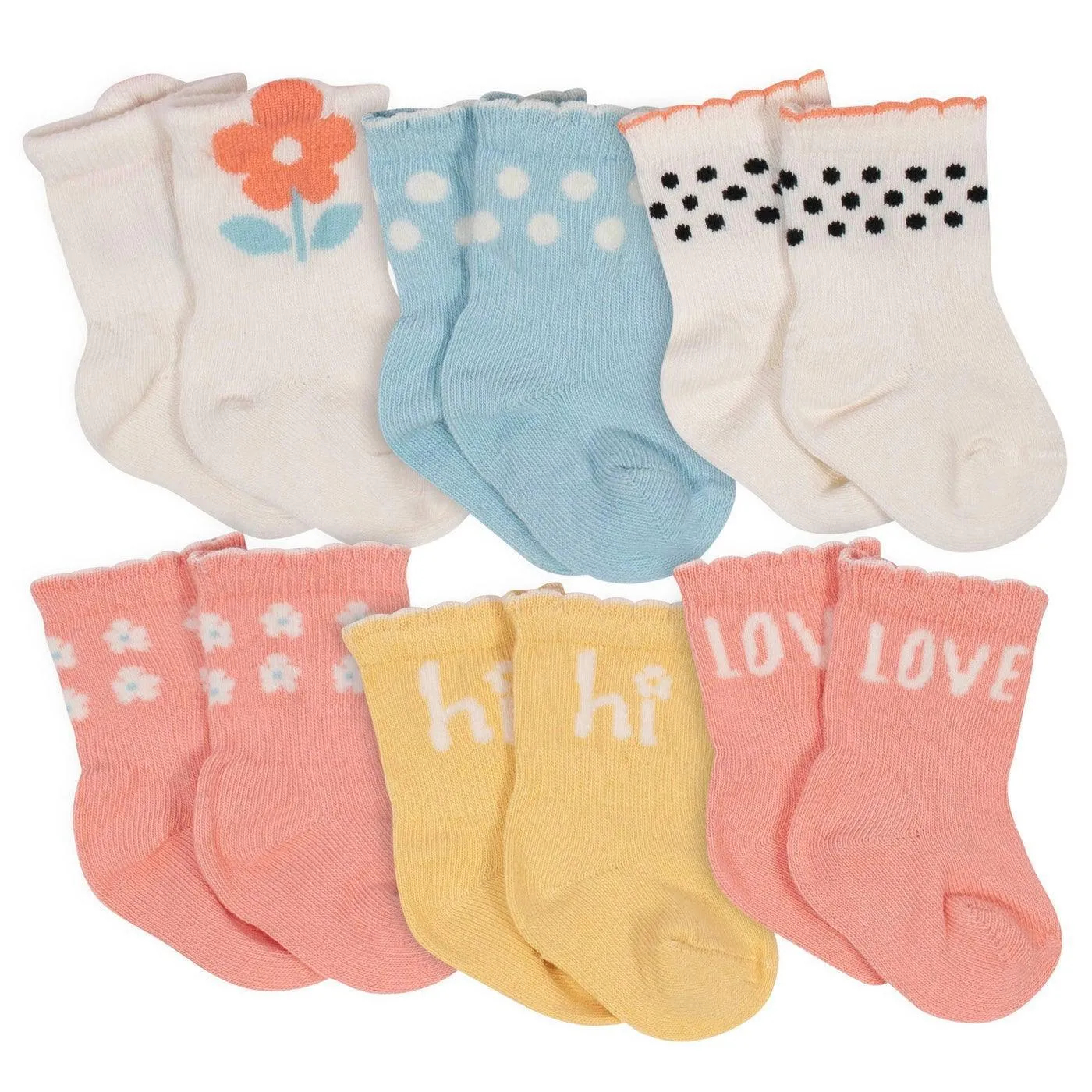 Gerber® 6er-Pack Baby-Mädchen Blumentopf Organische Anti-Rutsch-Socken 12M Babykids Gerber