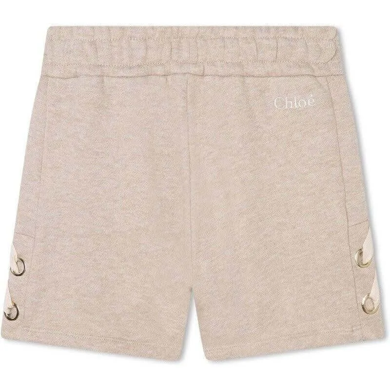 Mädchen Beige Shorts mit Seitenbändern