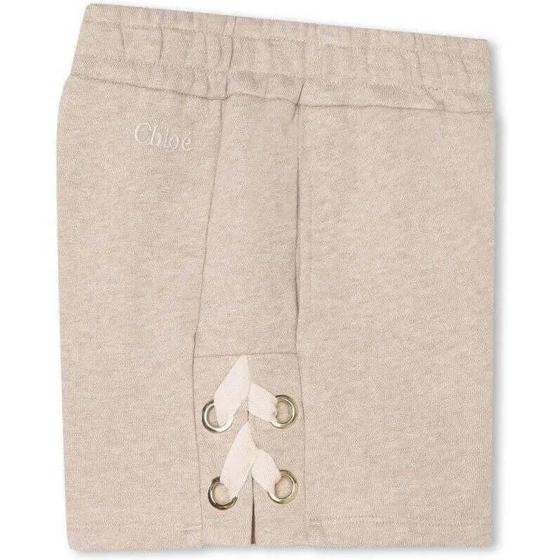 Mädchen Beige Shorts mit Seitenbändern