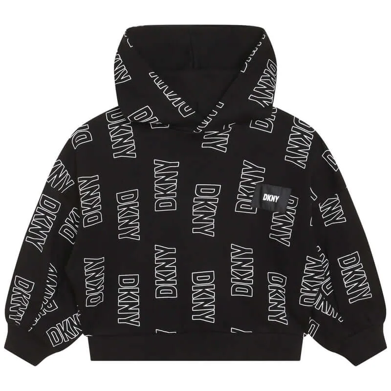 Mädchen Schwarzes Logo Kapuzenpullover