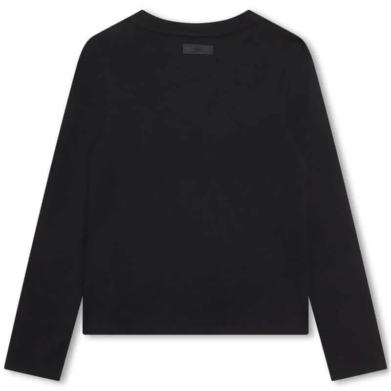 Mädchen Schwarzes Langarm T-Shirt