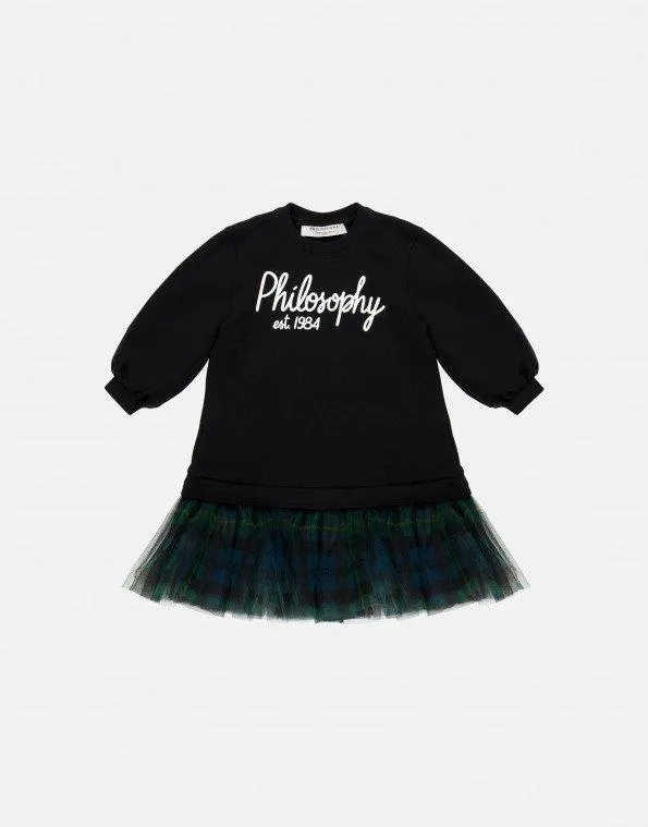 Mädchen Schwarzer Pulloverkleid
