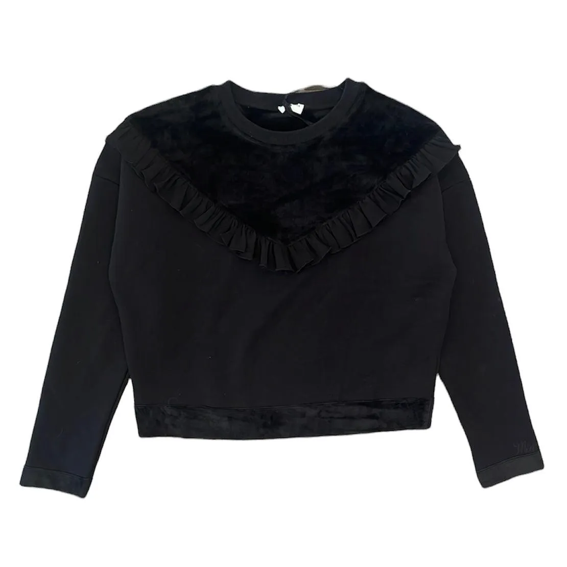 Mädchen Schwarz Samt Sweatshirt