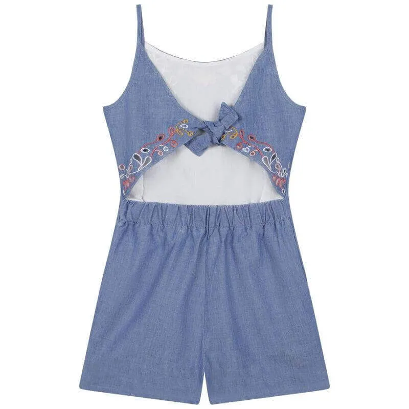 Mädchen Blauer Baumwoll-Playanzug