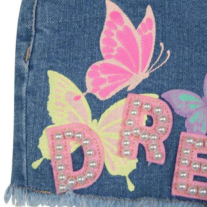 Mädchen Blaue Denim Schmetterlings-Shorts