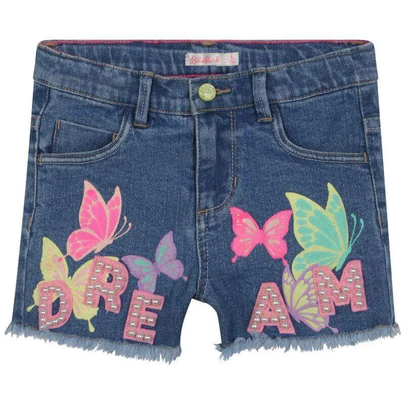 Mädchen Blaue Denim Schmetterlings-Shorts