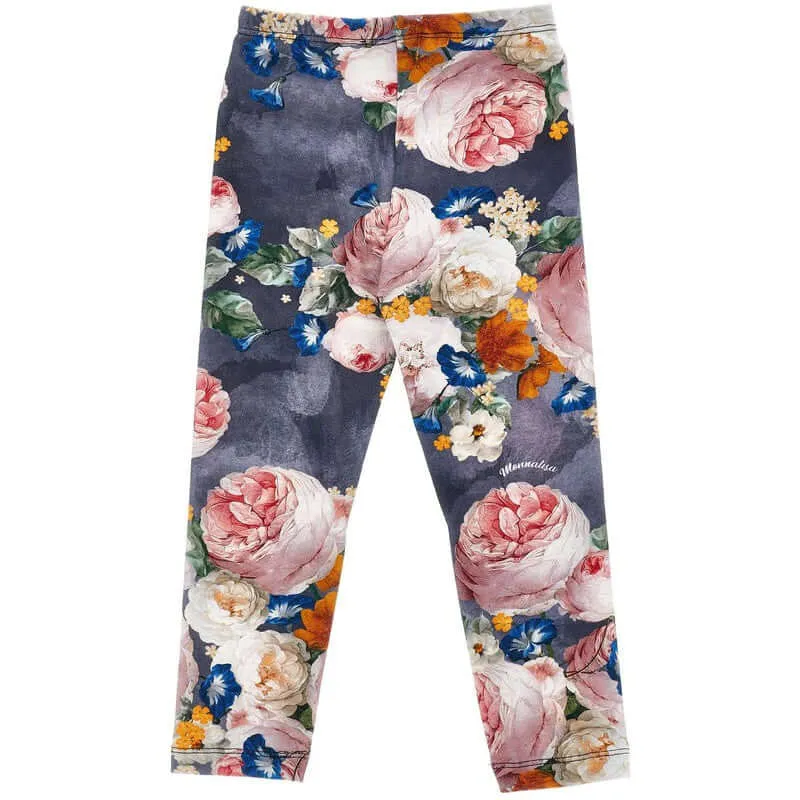 Mädchen Blau Blumen Leggings-Set