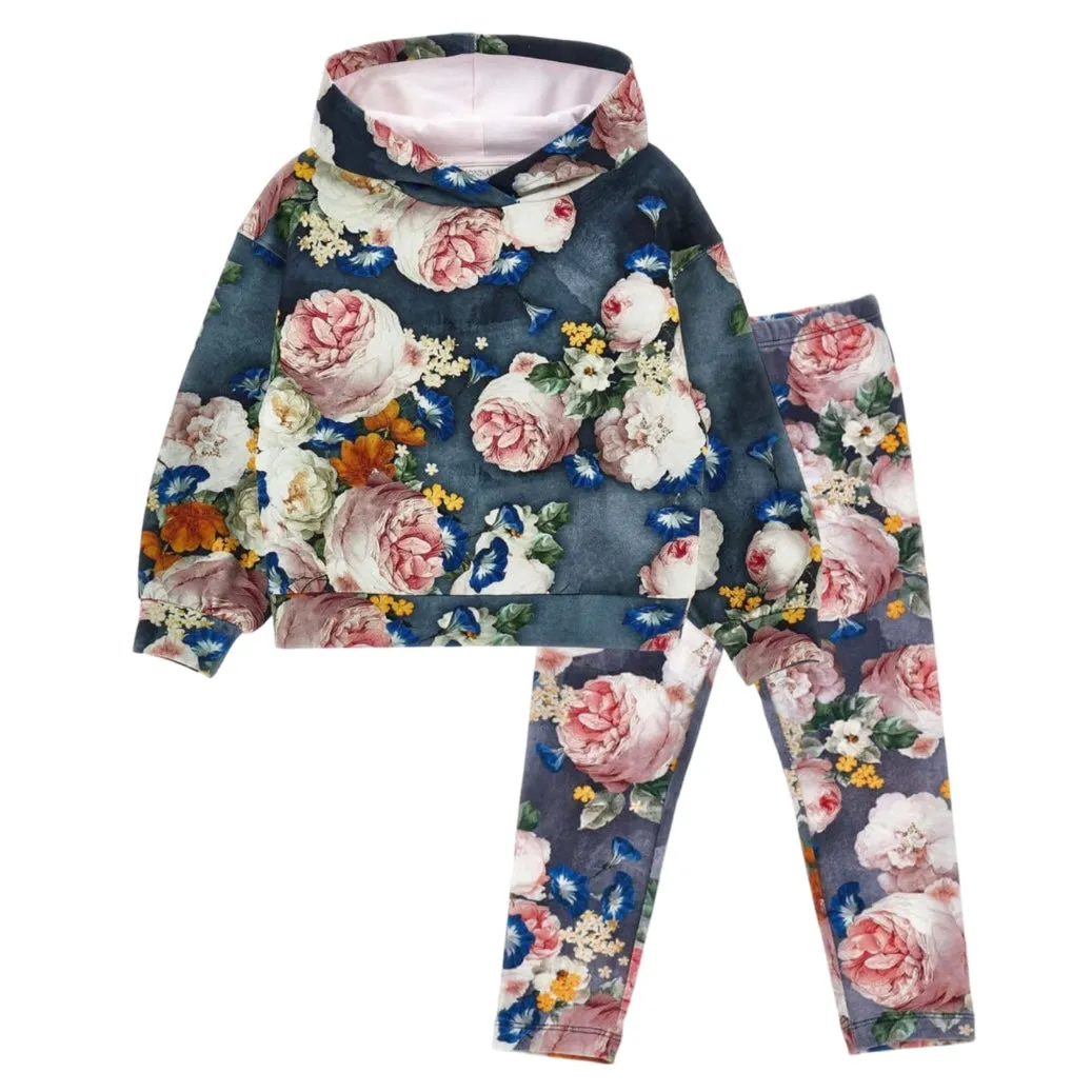 Mädchen Blau Blumen Leggings-Set