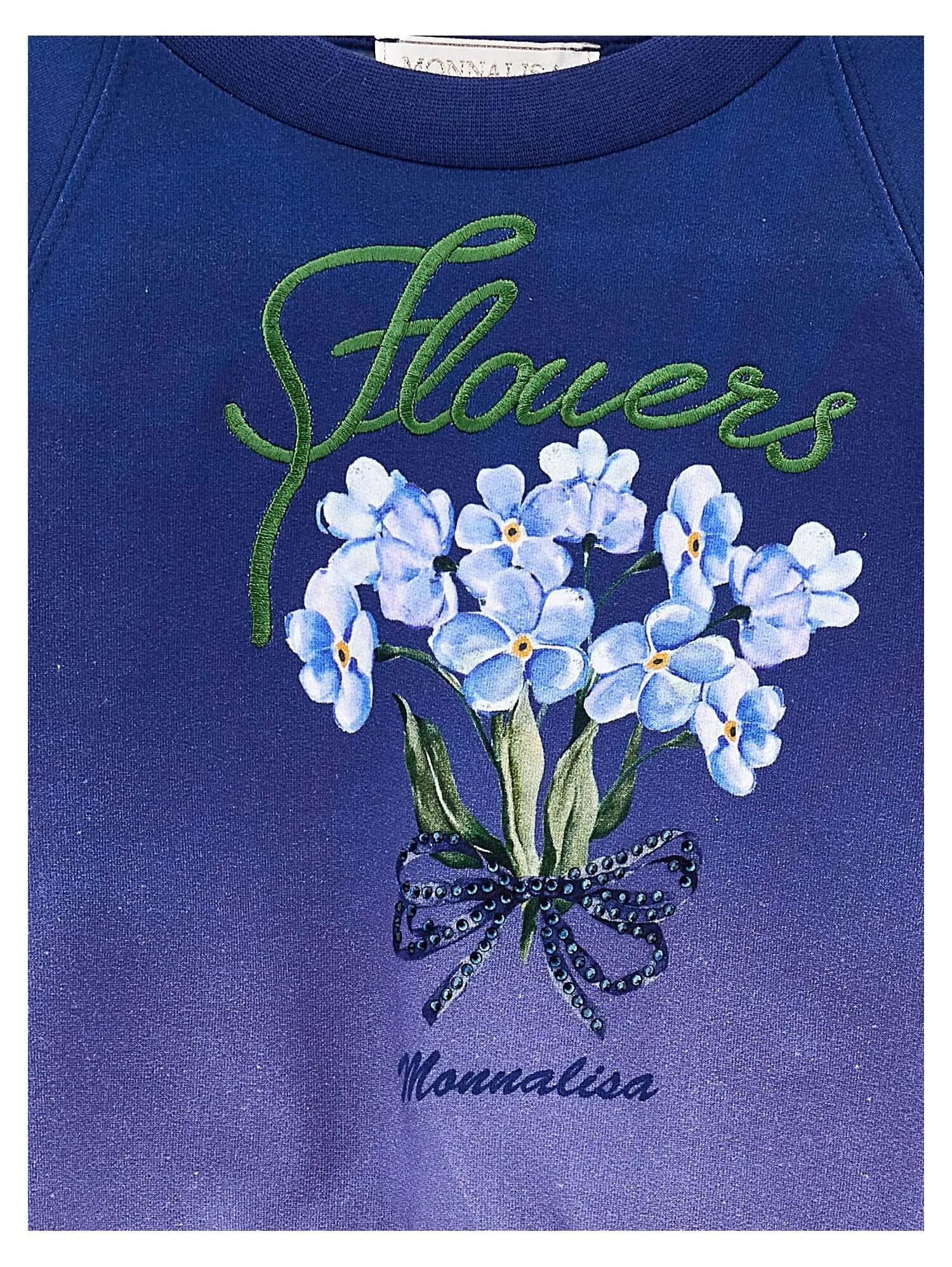 Mädchen Blauer Blumenpullover