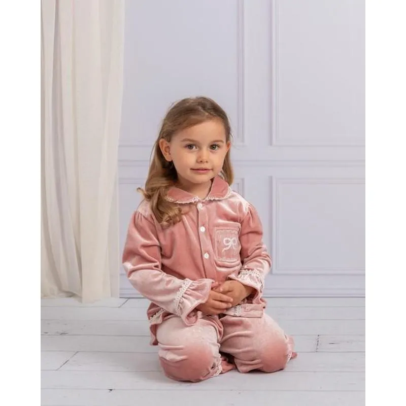 Mädchen Erröten Rosa Samt Pyjama-Set