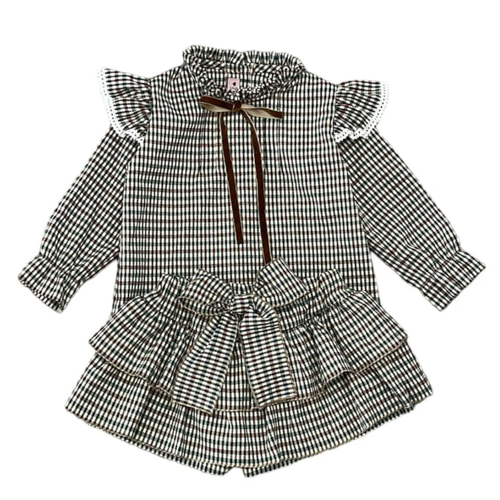 Mädchen Braun Karo Rockhose Set