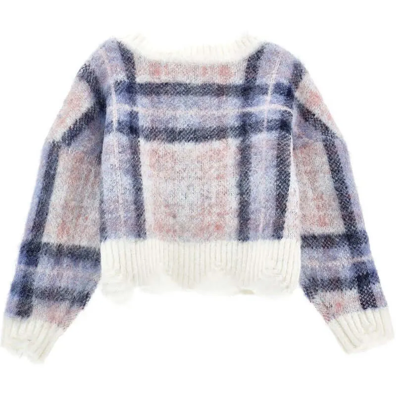 Mädchen Karo Wollpullover