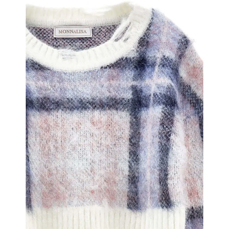 Mädchen Karo Wollpullover