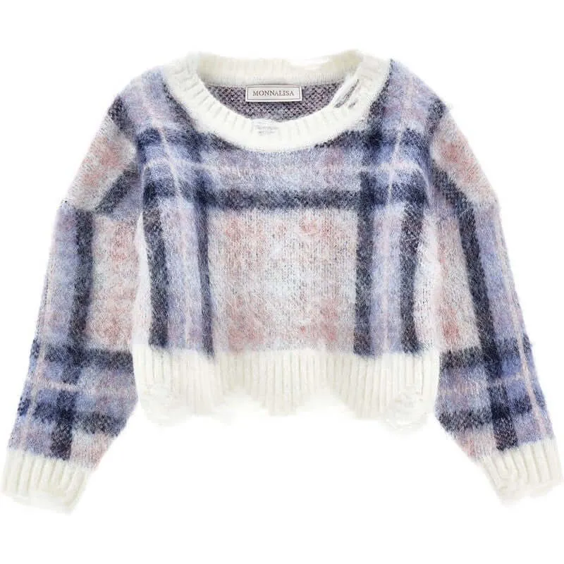 Mädchen Karo Wollpullover