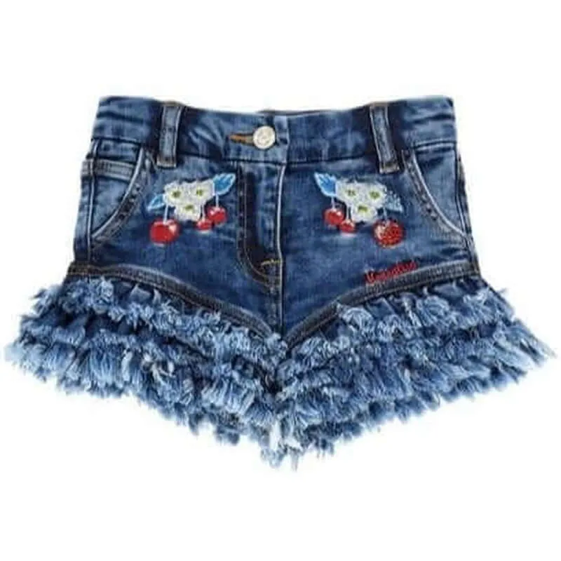 Mädchen Kirschbestickte Denim-Shorts