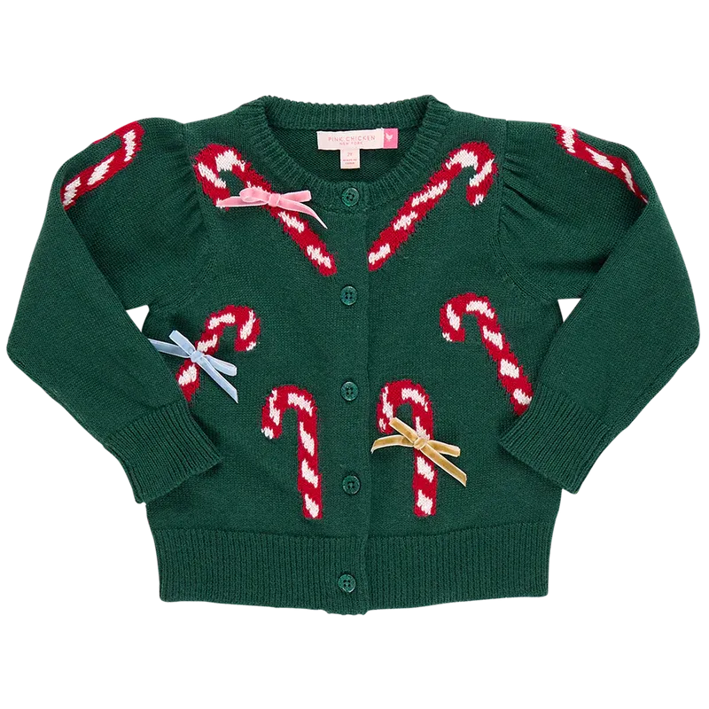 Mädchen Constance Pullover - Grüne Zuckerstangen-Schleifen