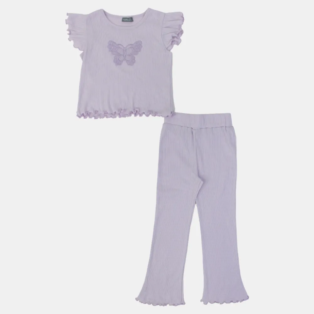 Mädchen Baumwoll 2-teiliges Outfit-Set - Schmetterlingsdesign