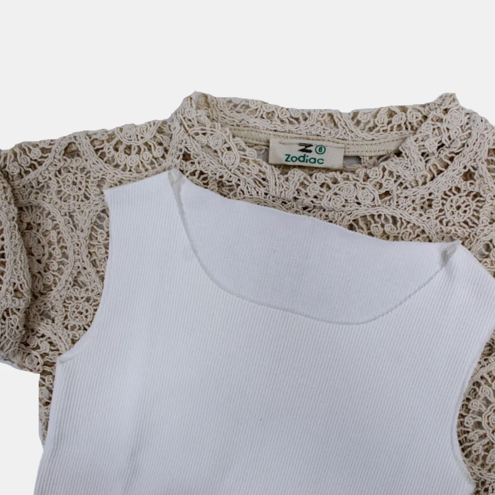 Mädchen Baumwollbluse mit Spitzendetails