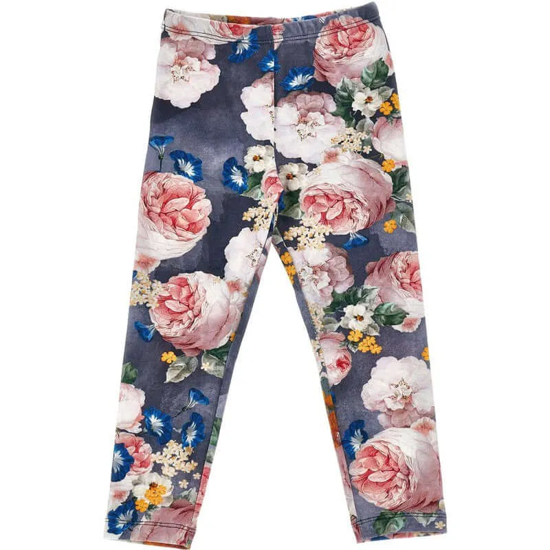 Mädchen Baumwolle Elfenbein & Blau Leggings-Set